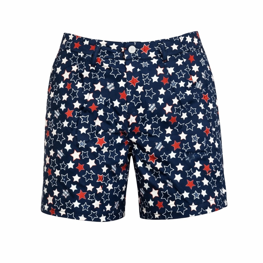 ProTour Men’s Flat Front Golf Shorts Size 36 Navy/Red/White Stars Patriotic​​